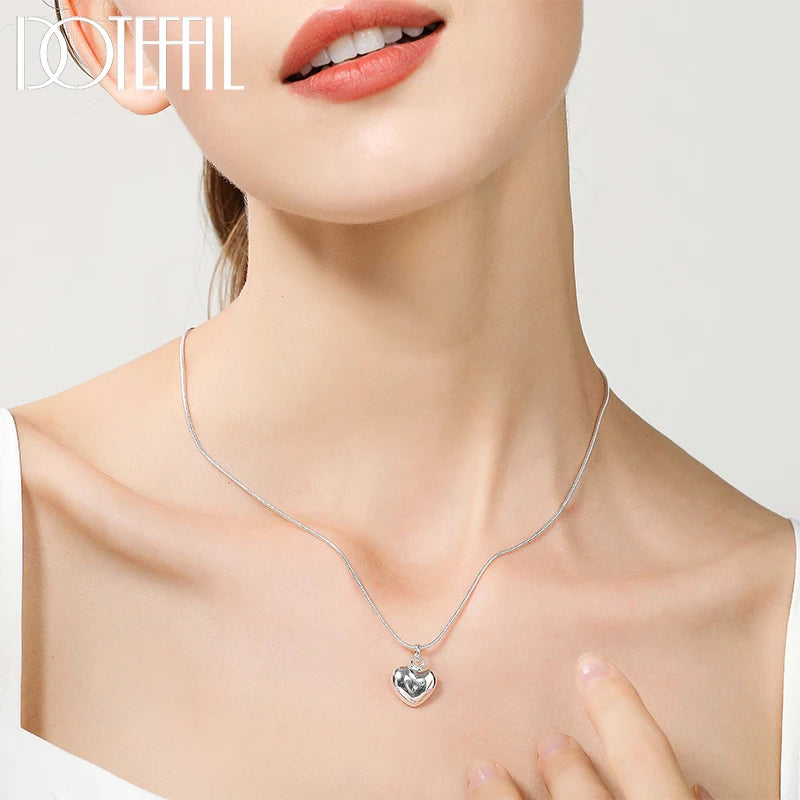 Snake Chain Heart Charm Necklace
