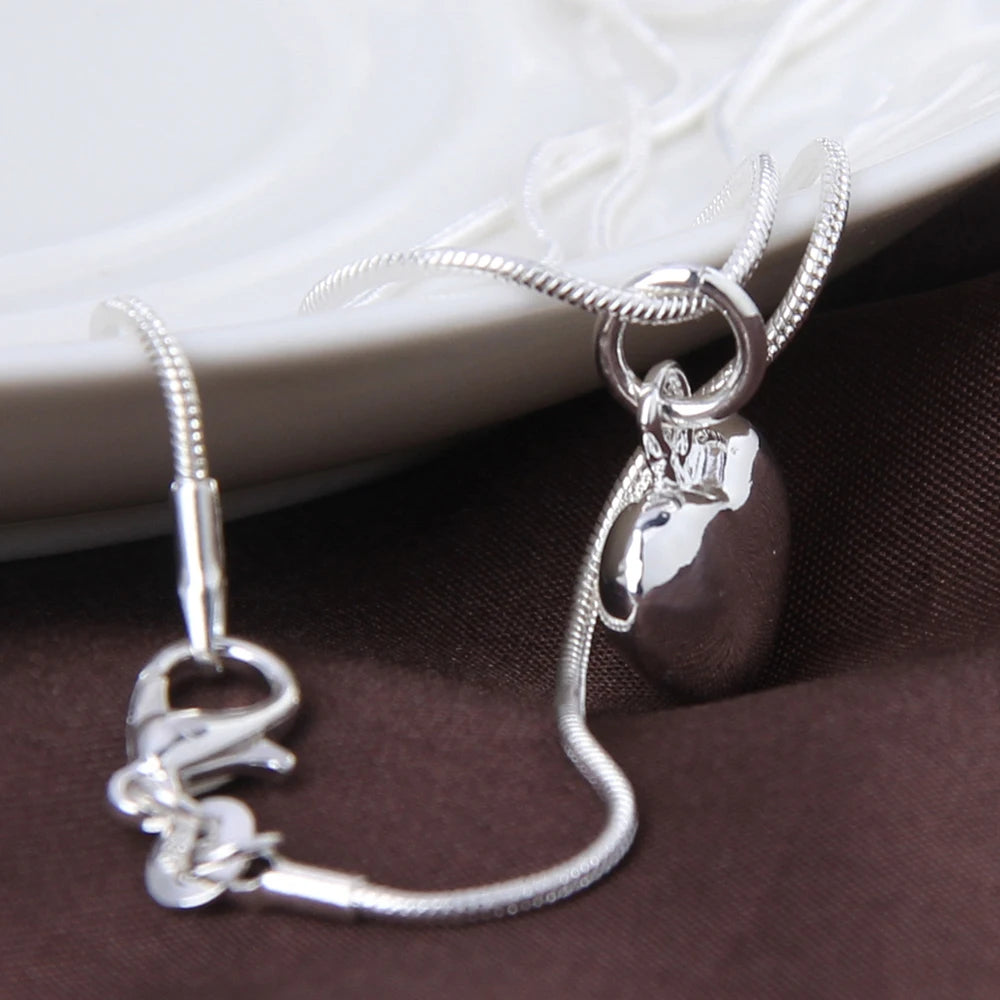 Snake Chain Heart Charm Necklace