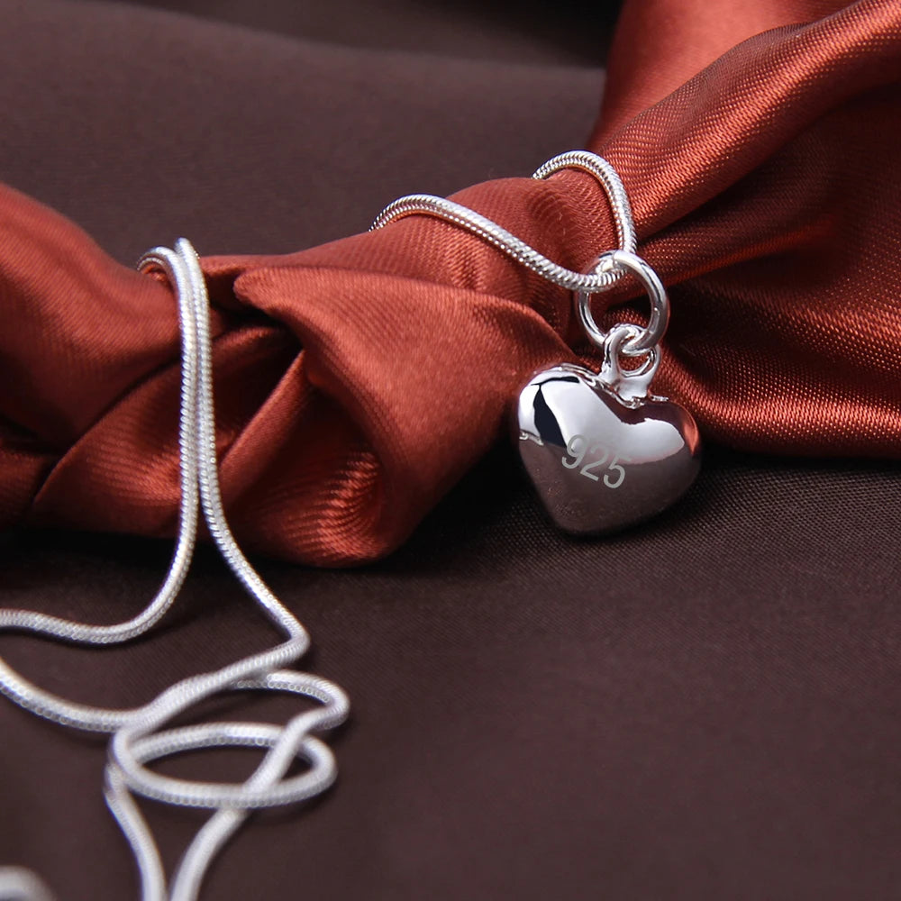 Snake Chain Heart Charm Necklace