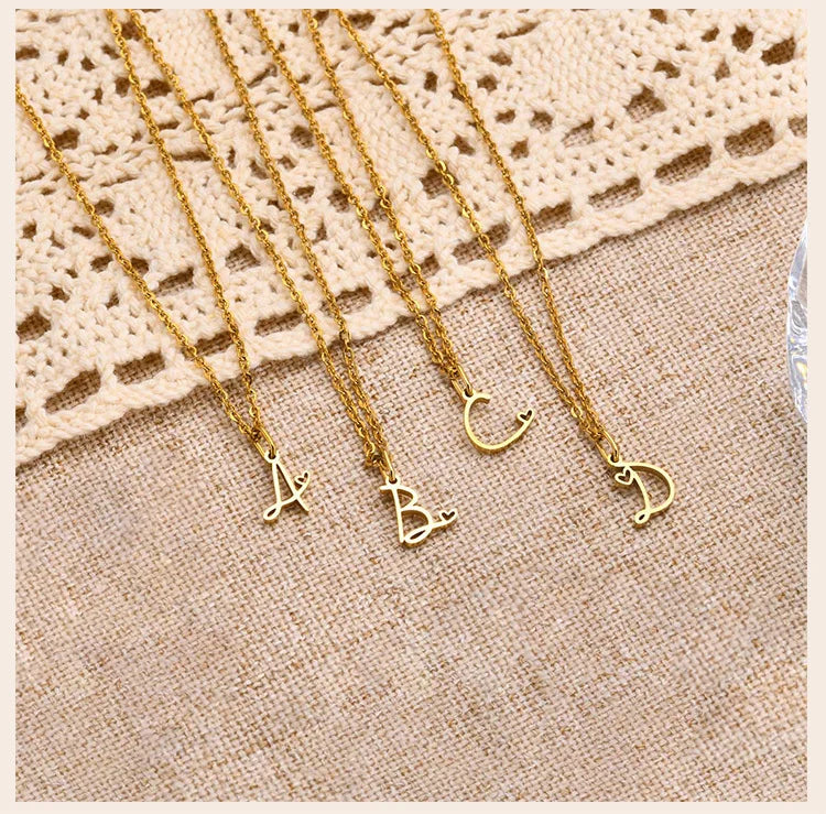 Heart Pendant Initial Necklace