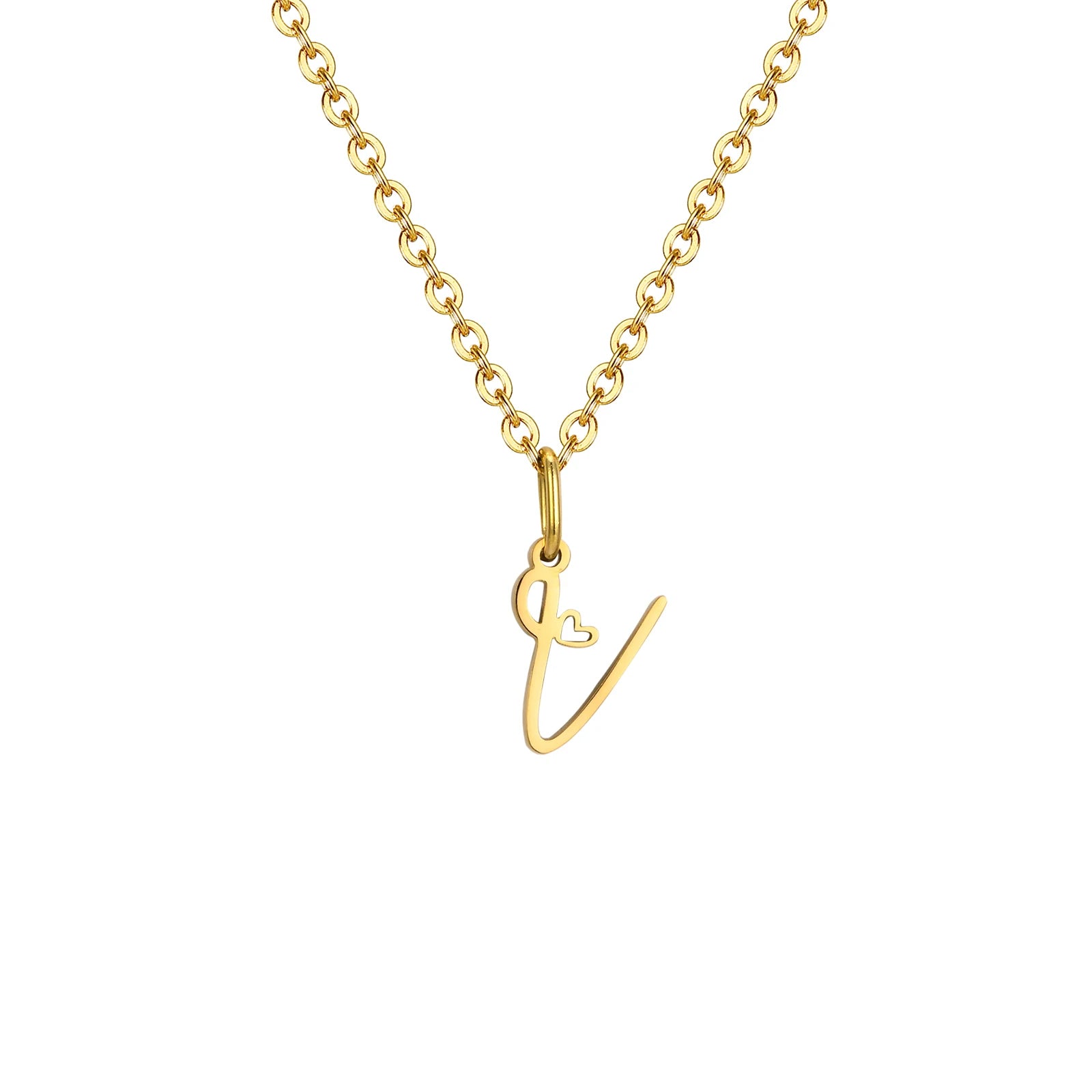 Heart Pendant Initial Necklace
