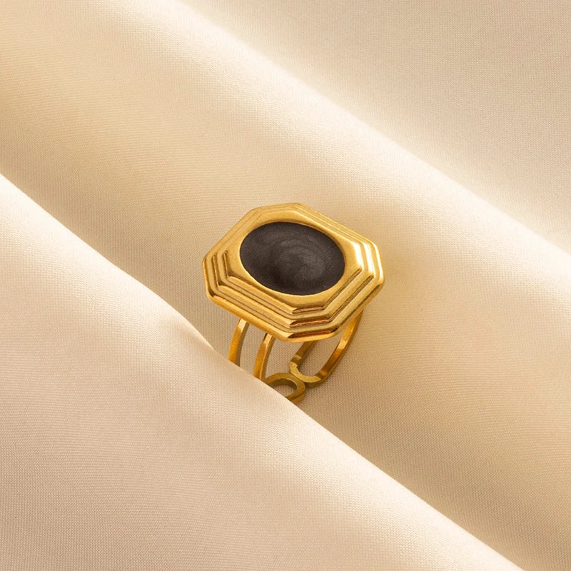 Minimal Black Enamel Ring