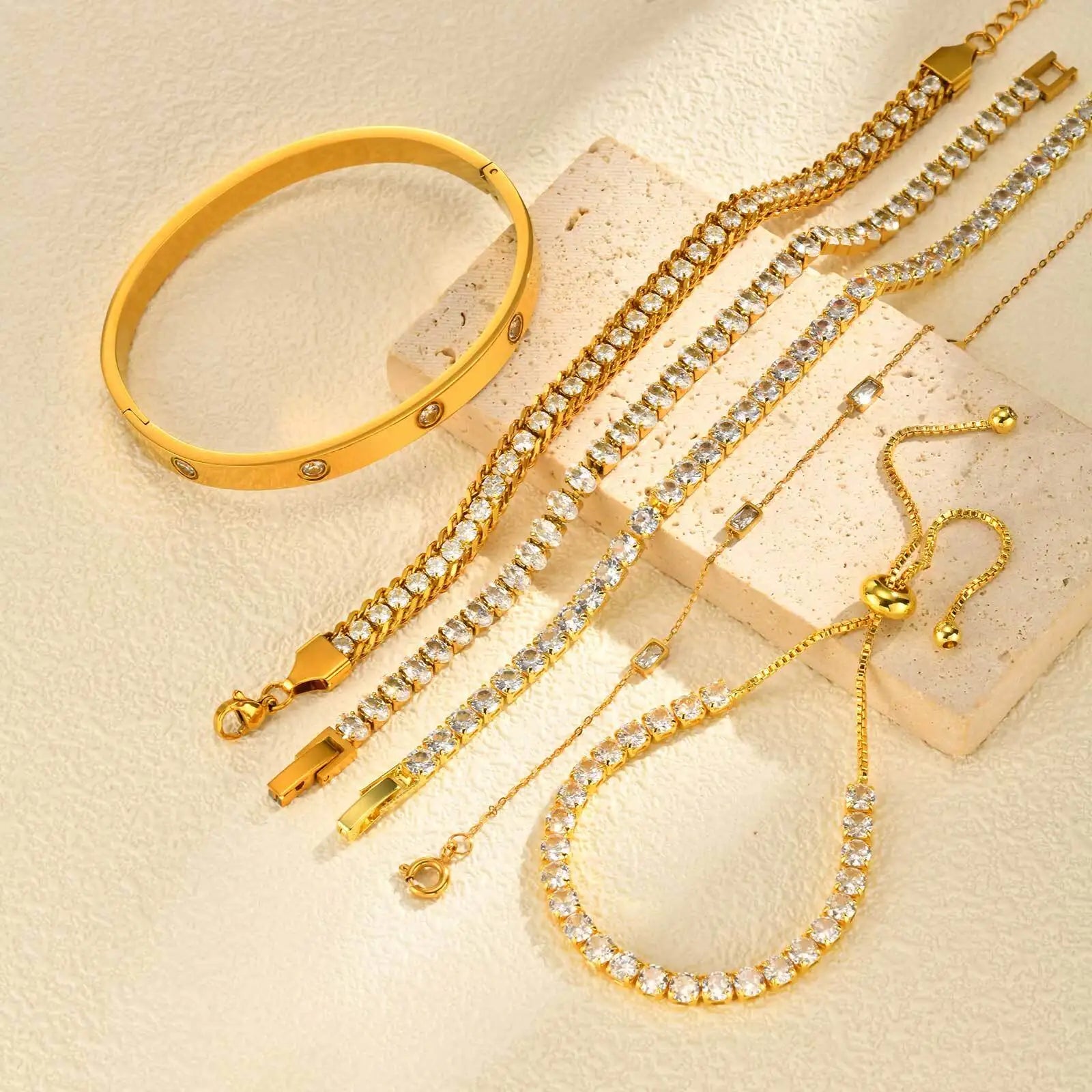 Tennis Crystal Hand Chain Bracelet