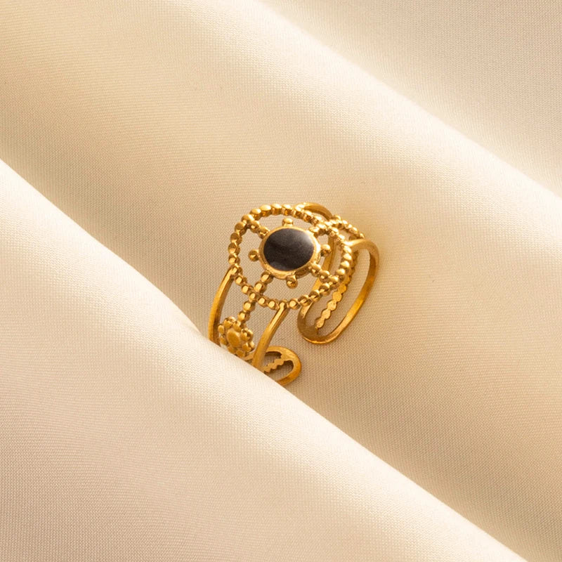 Minimal Black Enamel Ring
