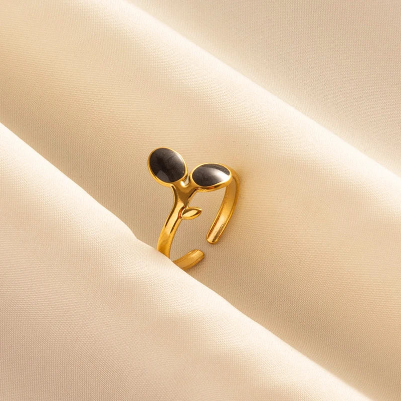 Minimal Black Enamel Ring