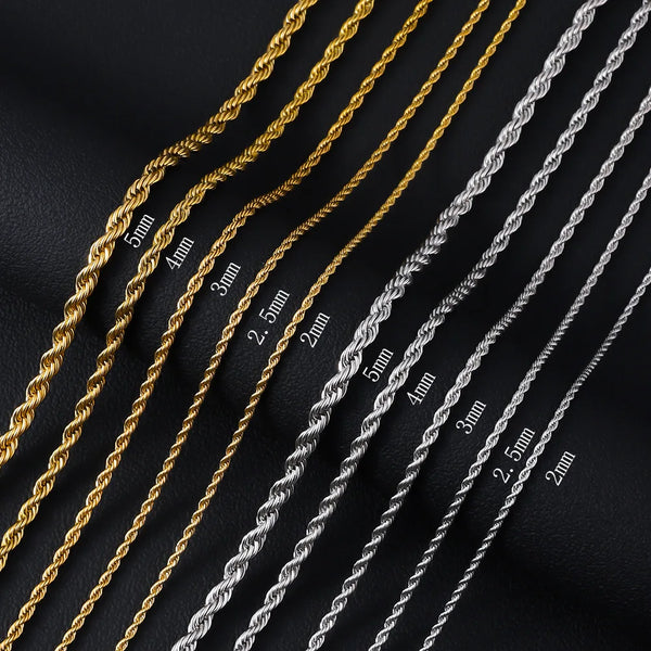 Rope Chain Pendant 3mm Necklace