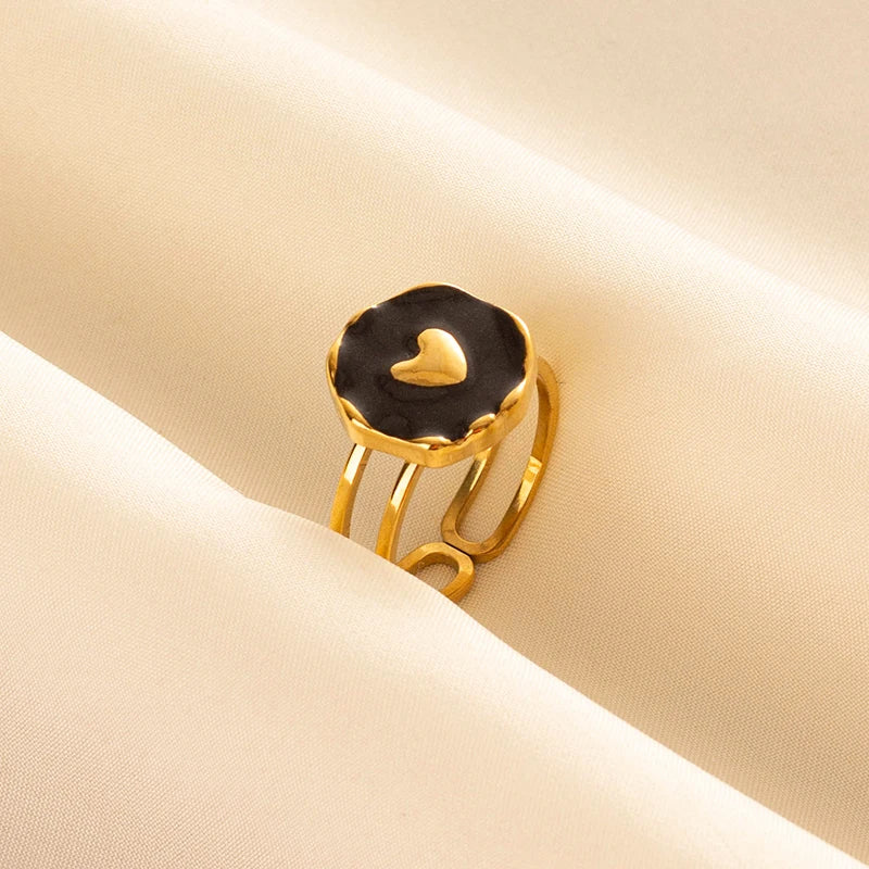 Minimal Black Enamel Ring