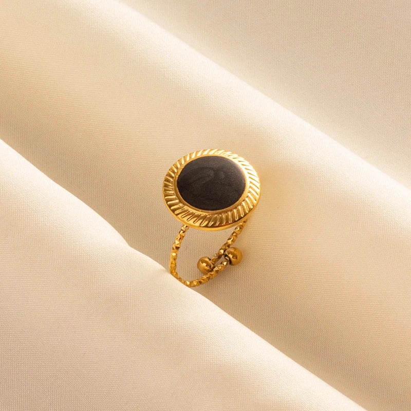 Minimal Black Enamel Ring