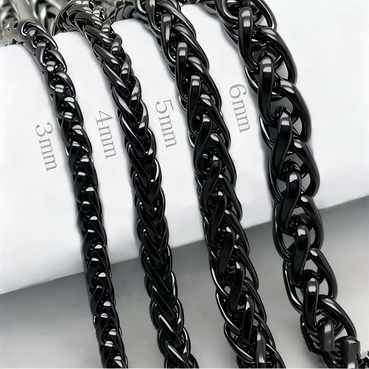 Rope Chain Pendant Black Enamel Necklace