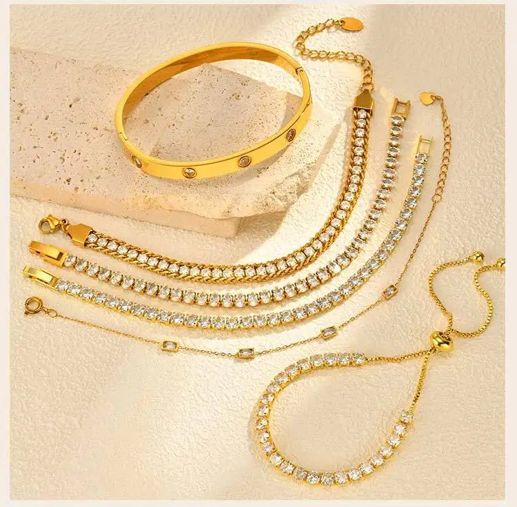 Tennis Crystal Hand Chain Bracelet
