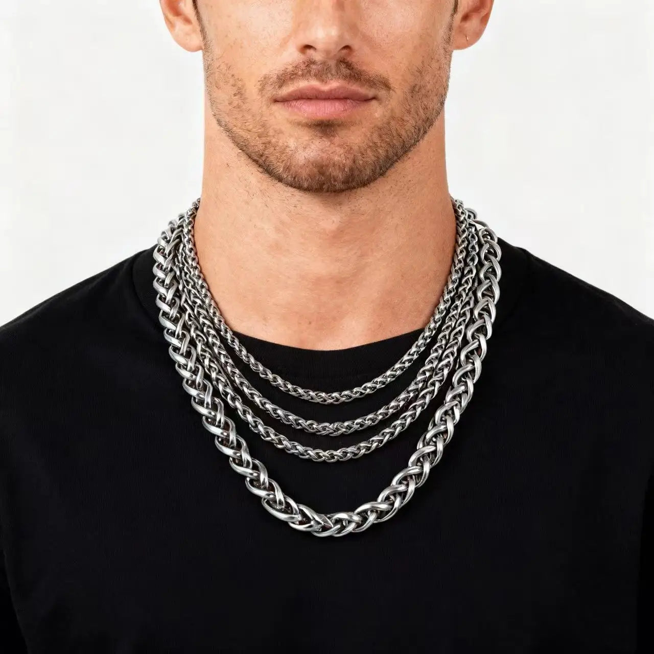 Rope Chain Pendant Black Enamel Necklace