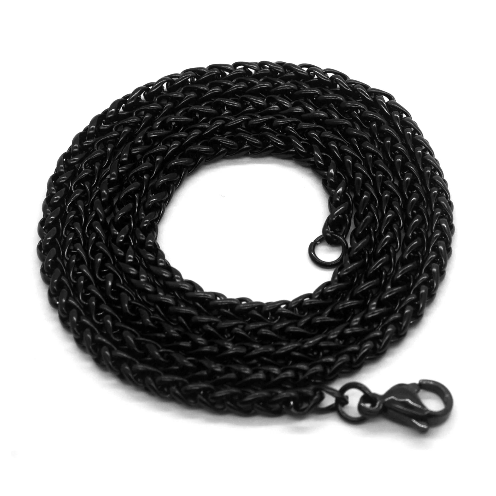 Rope Chain Pendant Black Enamel Necklace