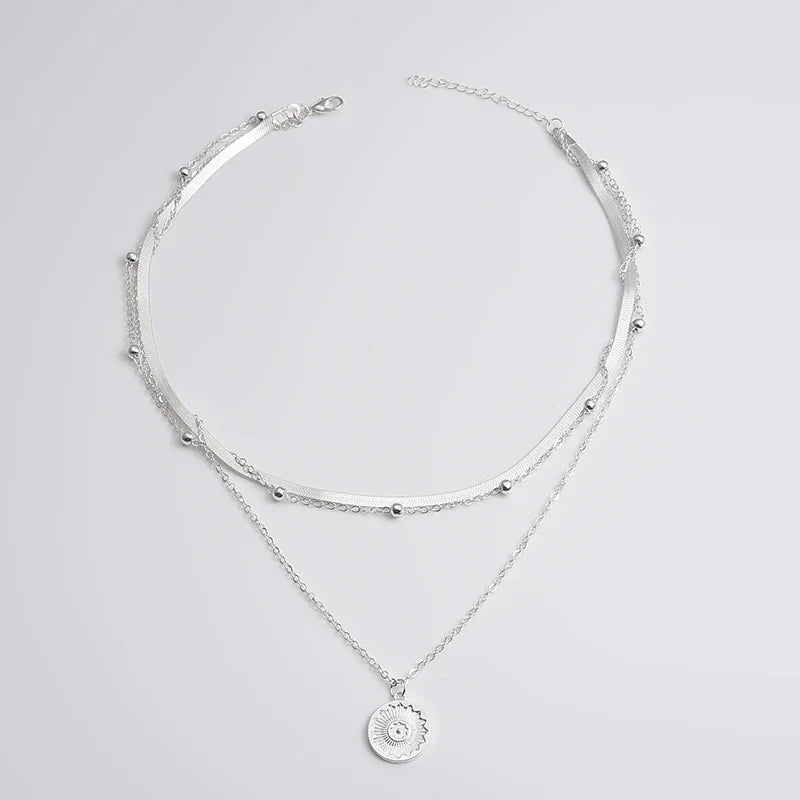 Snake Chain Layered Charm Necklace
