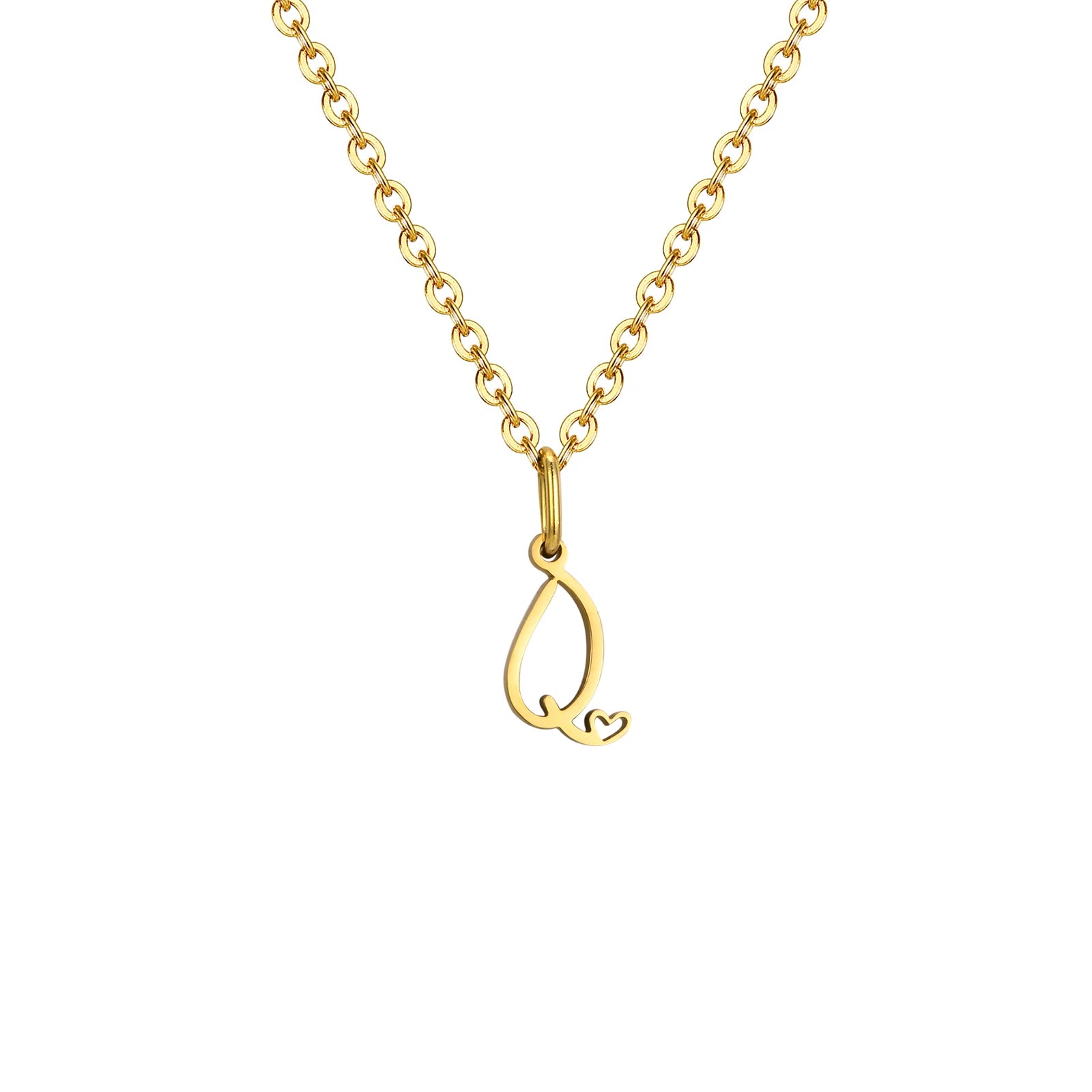 Heart Pendant Initial Necklace