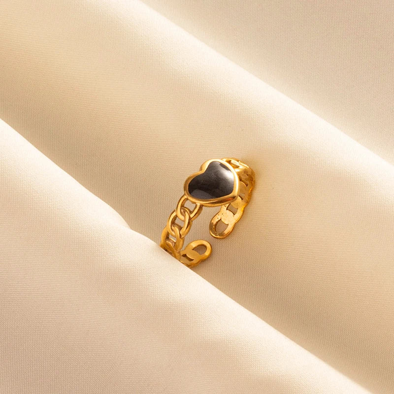 Minimal Black Enamel Ring