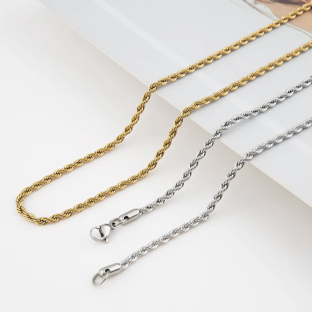 Rope Chain Pendant 3mm Necklace