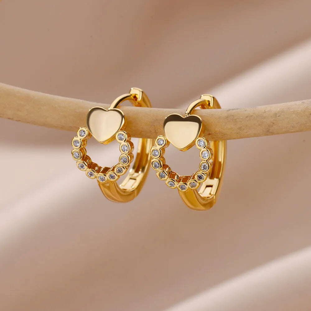 Heart Zirconia Earrings