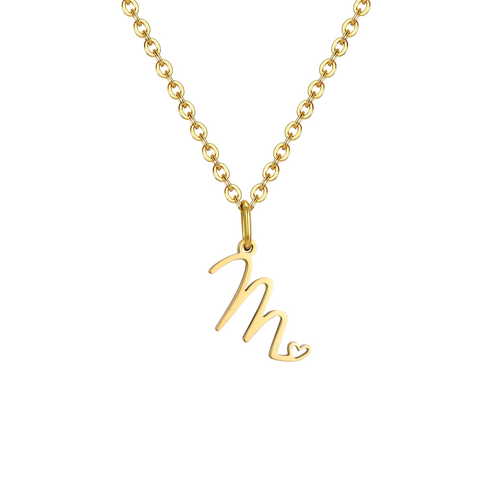 Heart Pendant Initial Necklace