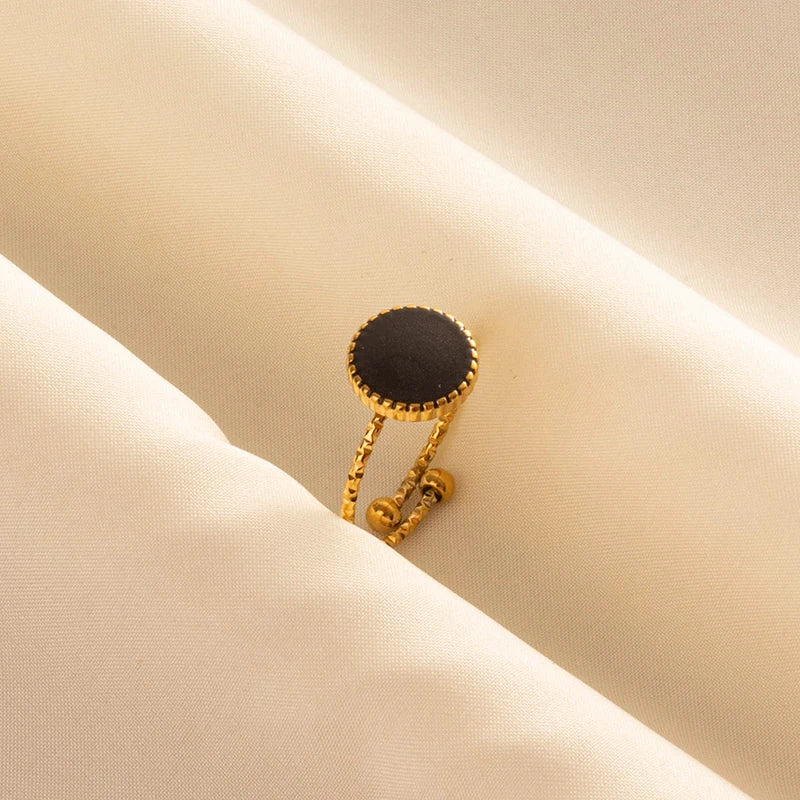 Minimal Black Enamel Ring