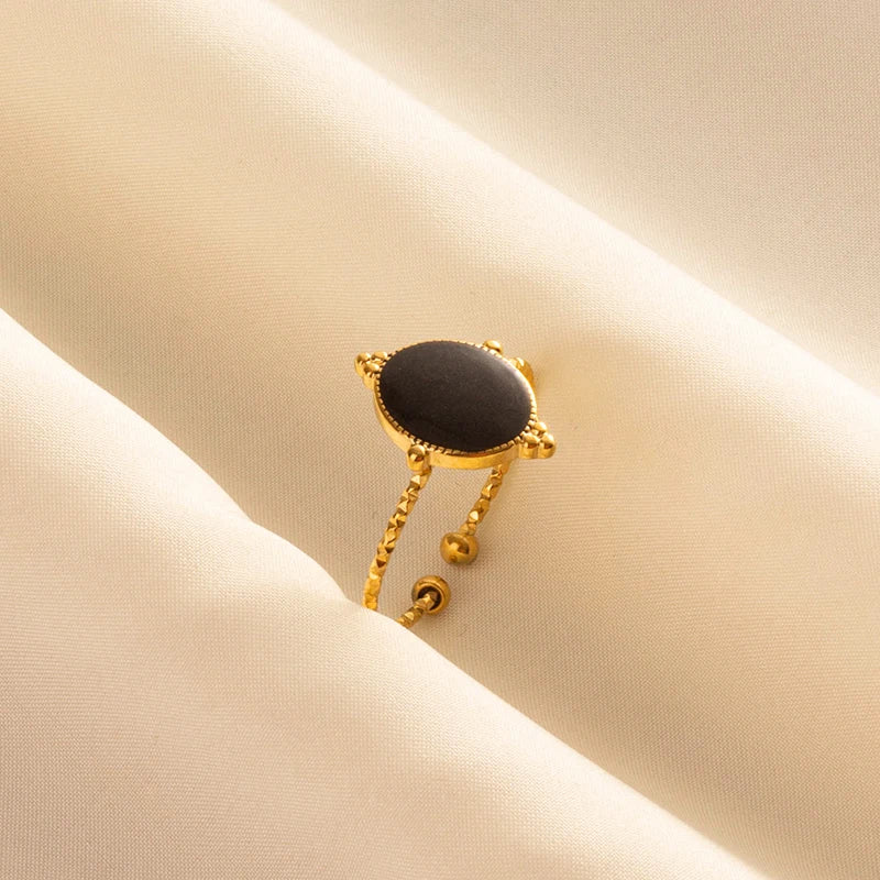 Minimal Black Enamel Ring