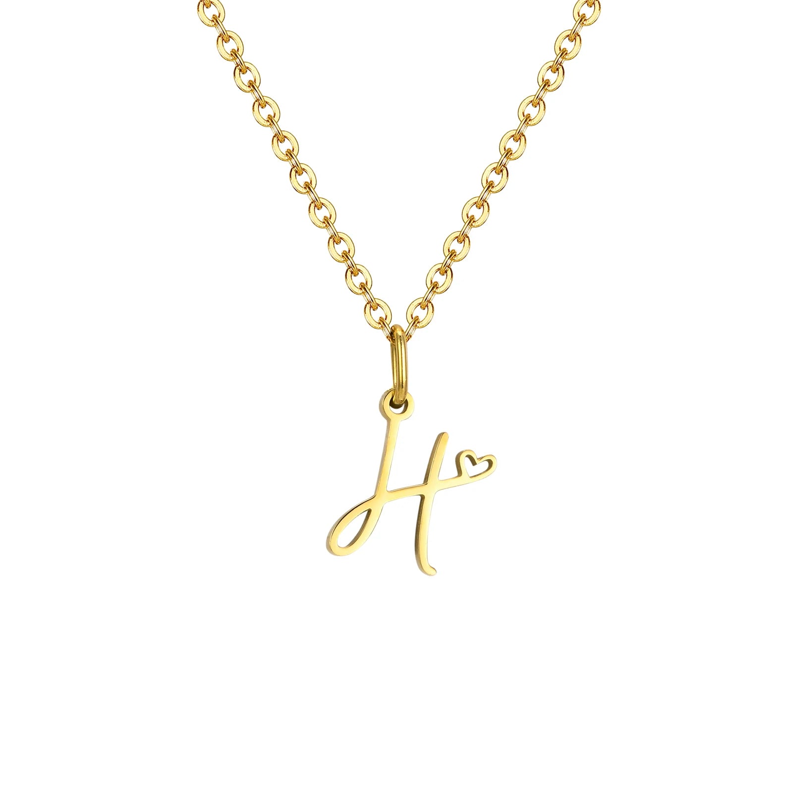 Heart Pendant Initial Necklace