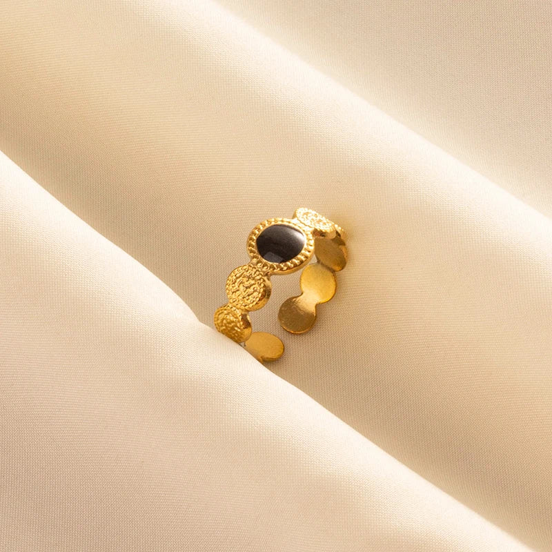 Minimal Black Enamel Ring