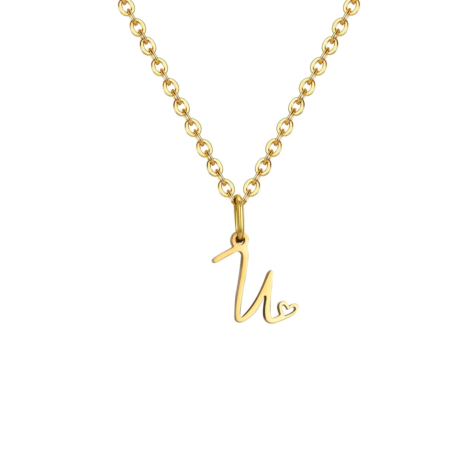 Heart Pendant Initial Necklace