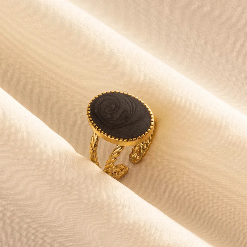 Minimal Black Enamel Ring