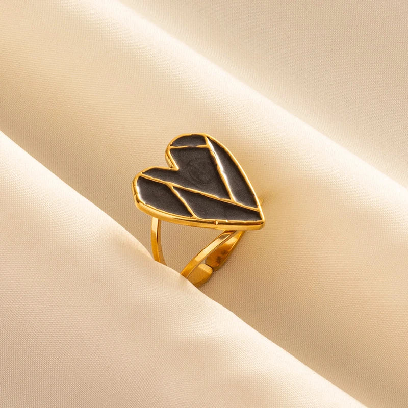 Minimal Black Enamel Ring
