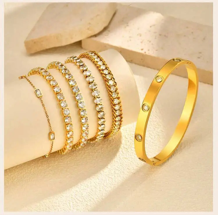 Tennis Crystal Hand Chain Bracelet