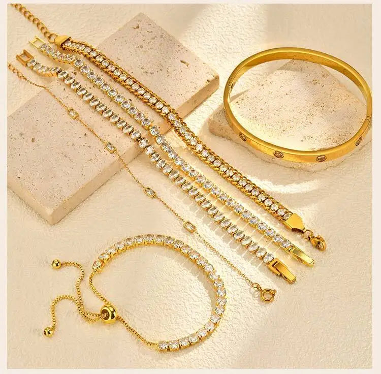 Tennis Crystal Hand Chain Bracelet