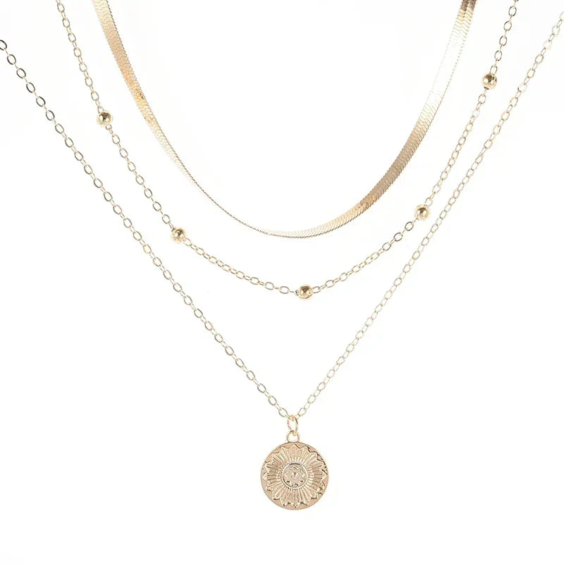 Snake Chain Layered Charm Necklace