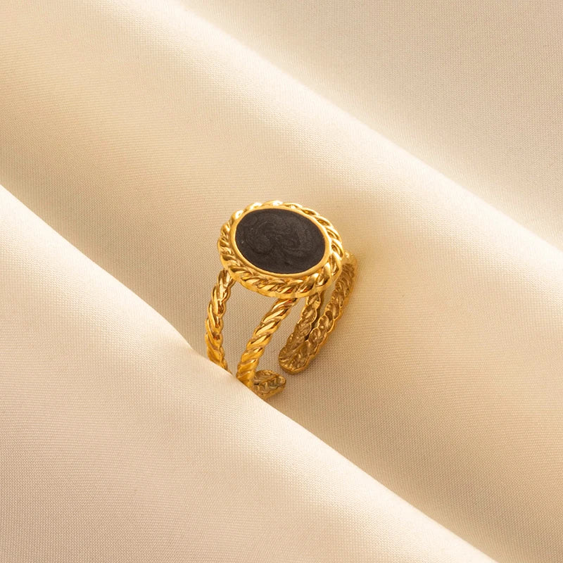 Minimal Black Enamel Ring