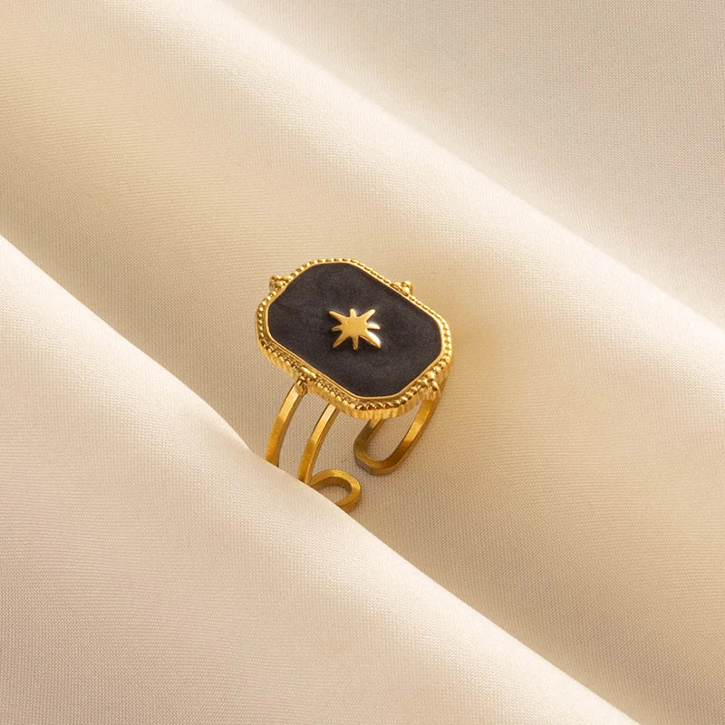 Minimal Black Enamel Ring