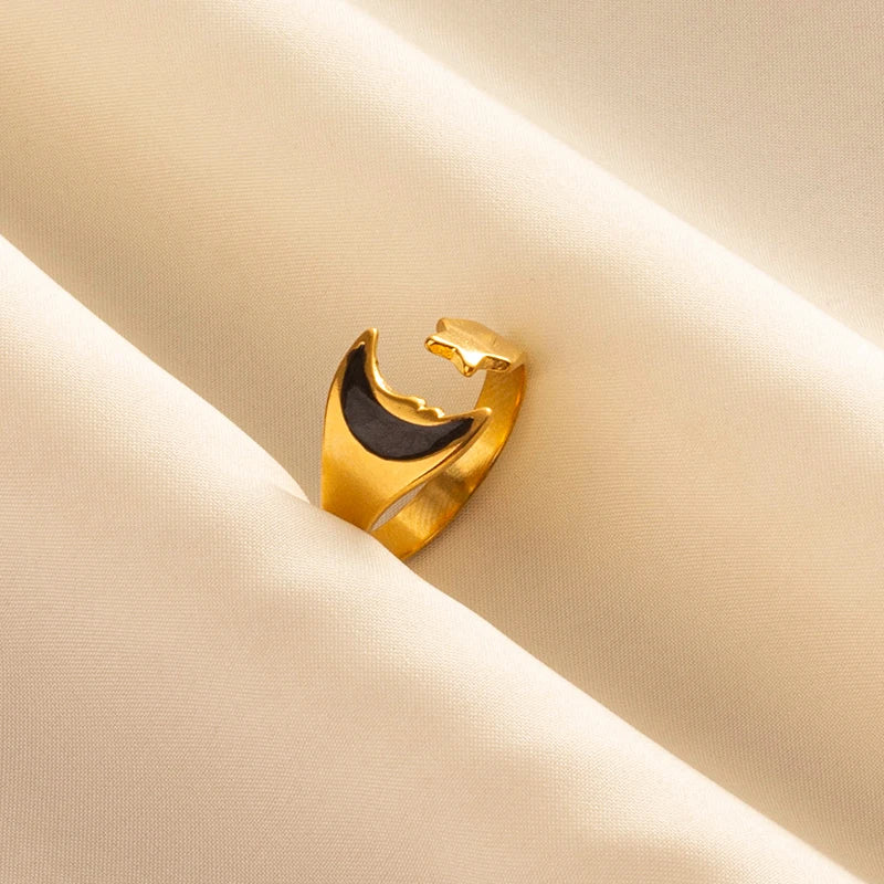 Minimal Black Enamel Ring