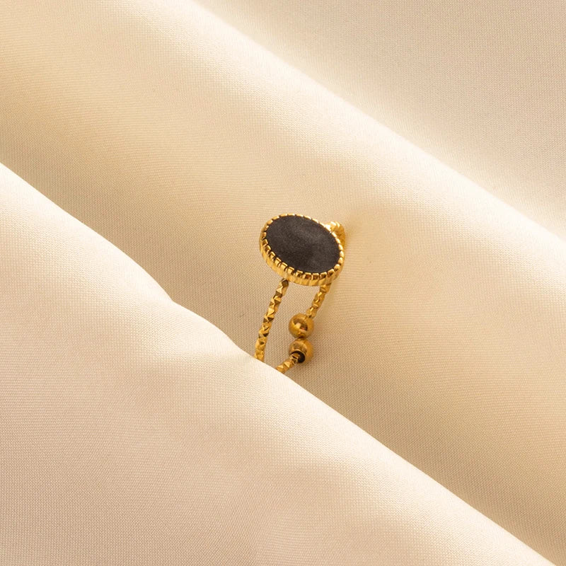 Minimal Black Enamel Ring
