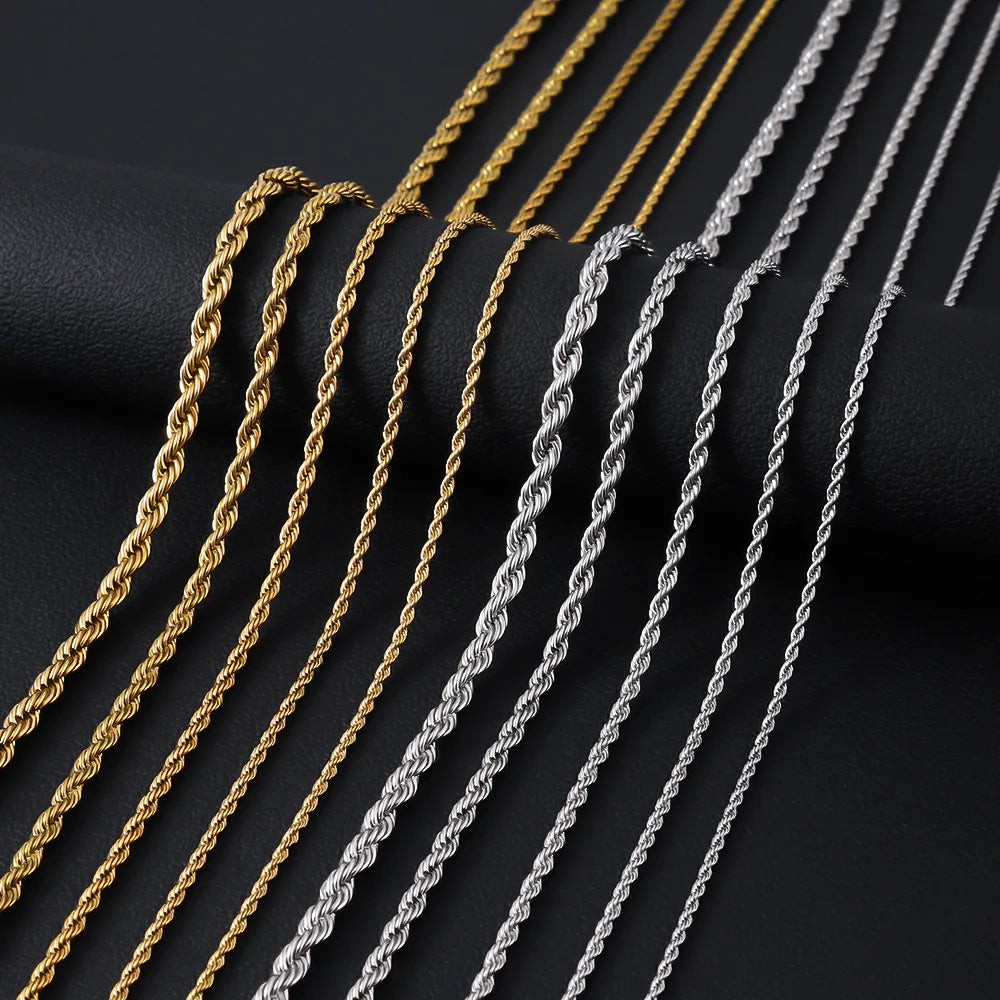 Rope Chain Pendant 3mm Necklace