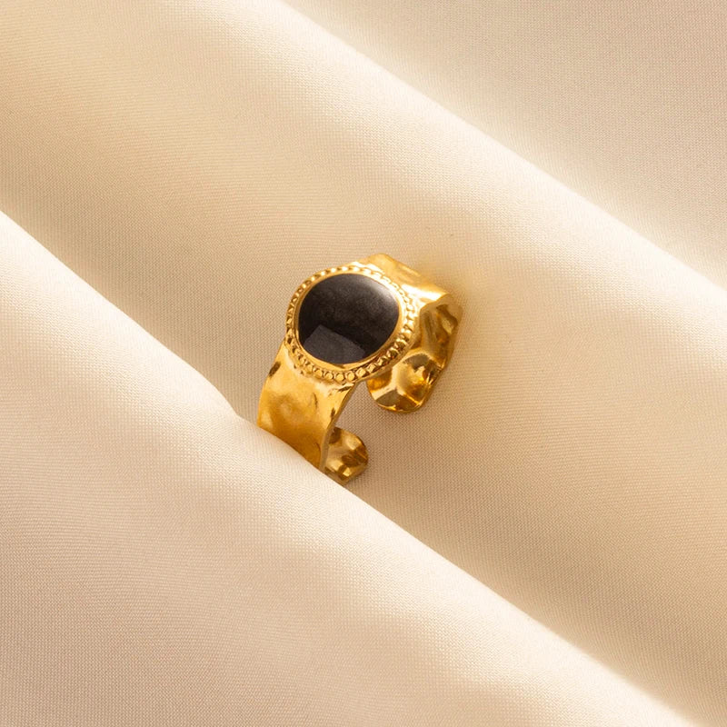 Minimal Black Enamel Ring